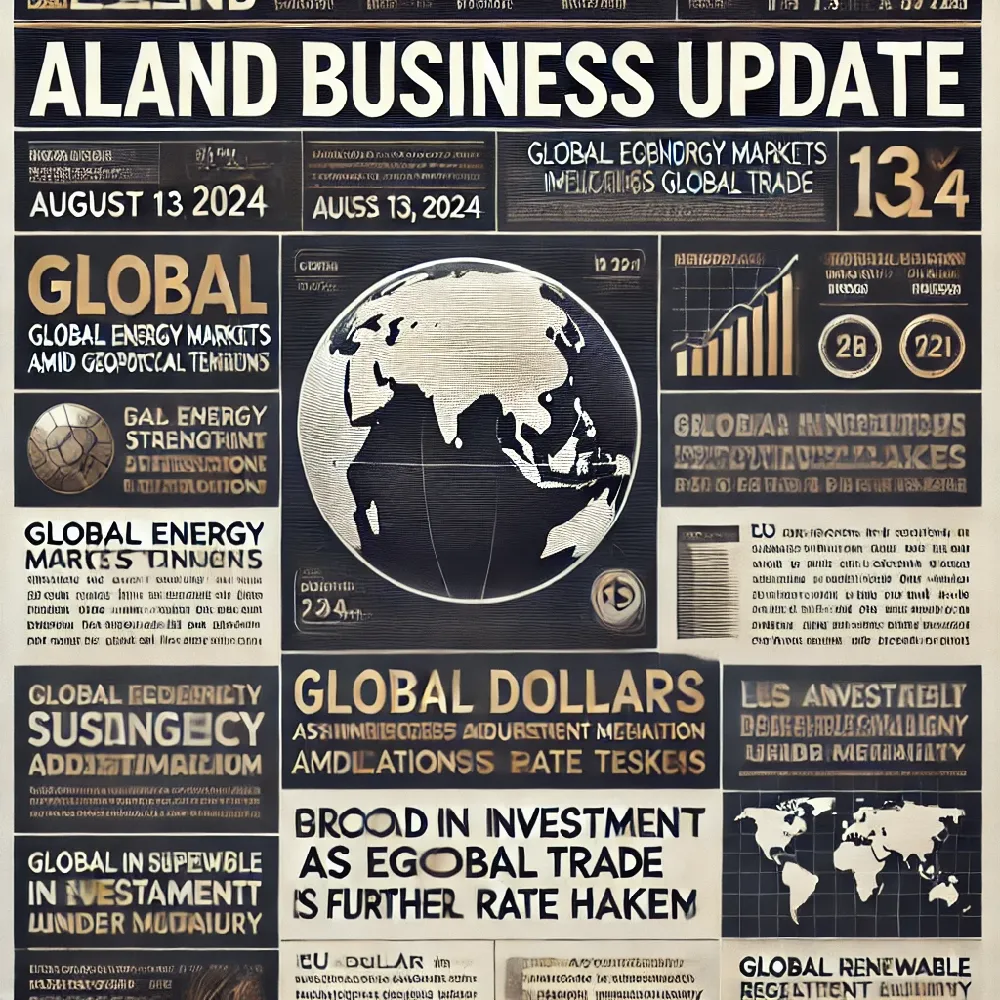 the ALand Business Update with the date of August 13, 2024, featuring the 10 essential news stories